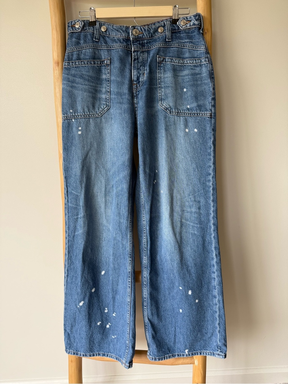 Free People We The Free Palmer Cuffed Wide Leg Jeans in 100 Years Wash 28 - Picture 6 of 15